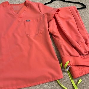 Hot Coral Figs scrubs